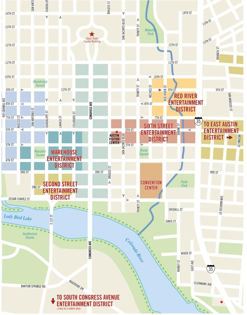 6th street Austin mapě
