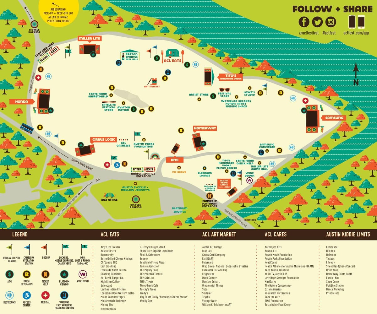 mapa Austin ACL festivalu