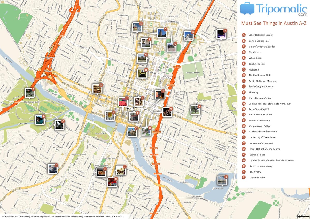Austin atrakce mapa