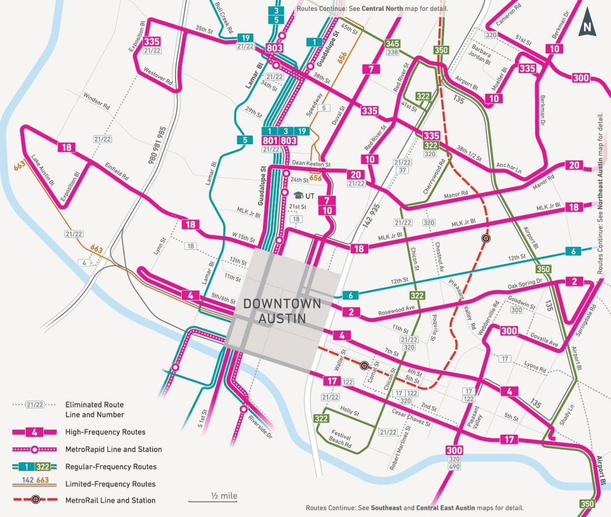 mapa Austin autobus