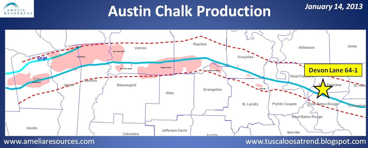 mapa Austin chalk