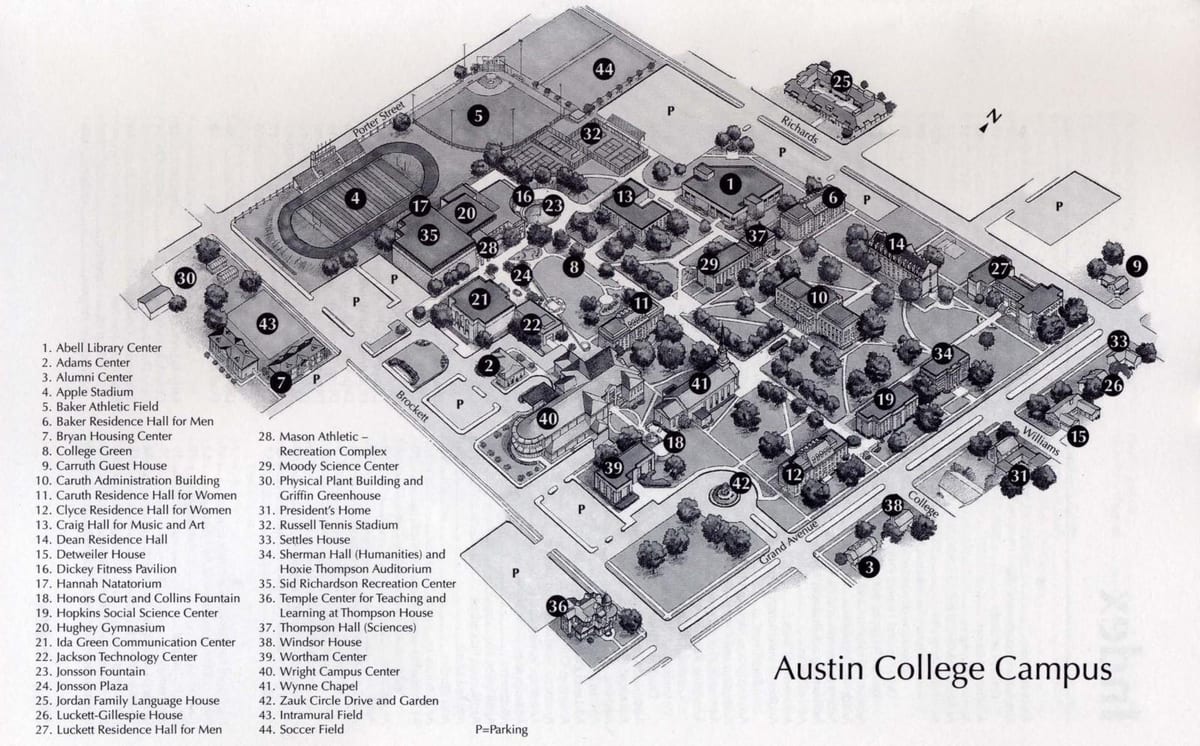 Austin college campus mapa