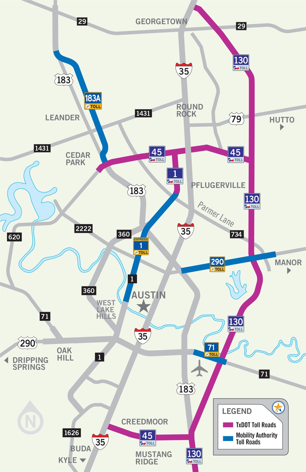 mapa Austin daň silniční