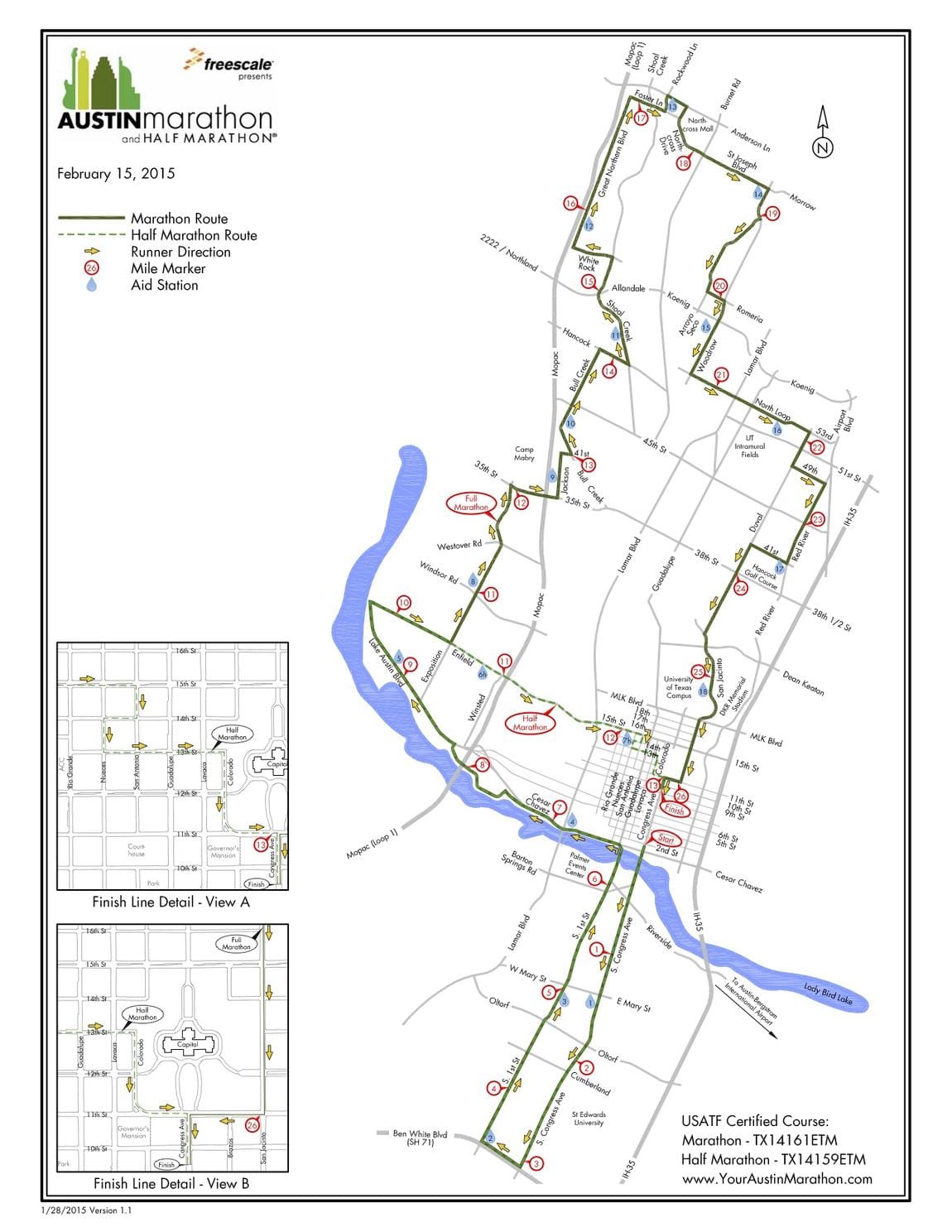 mapa Austin marathon kurz