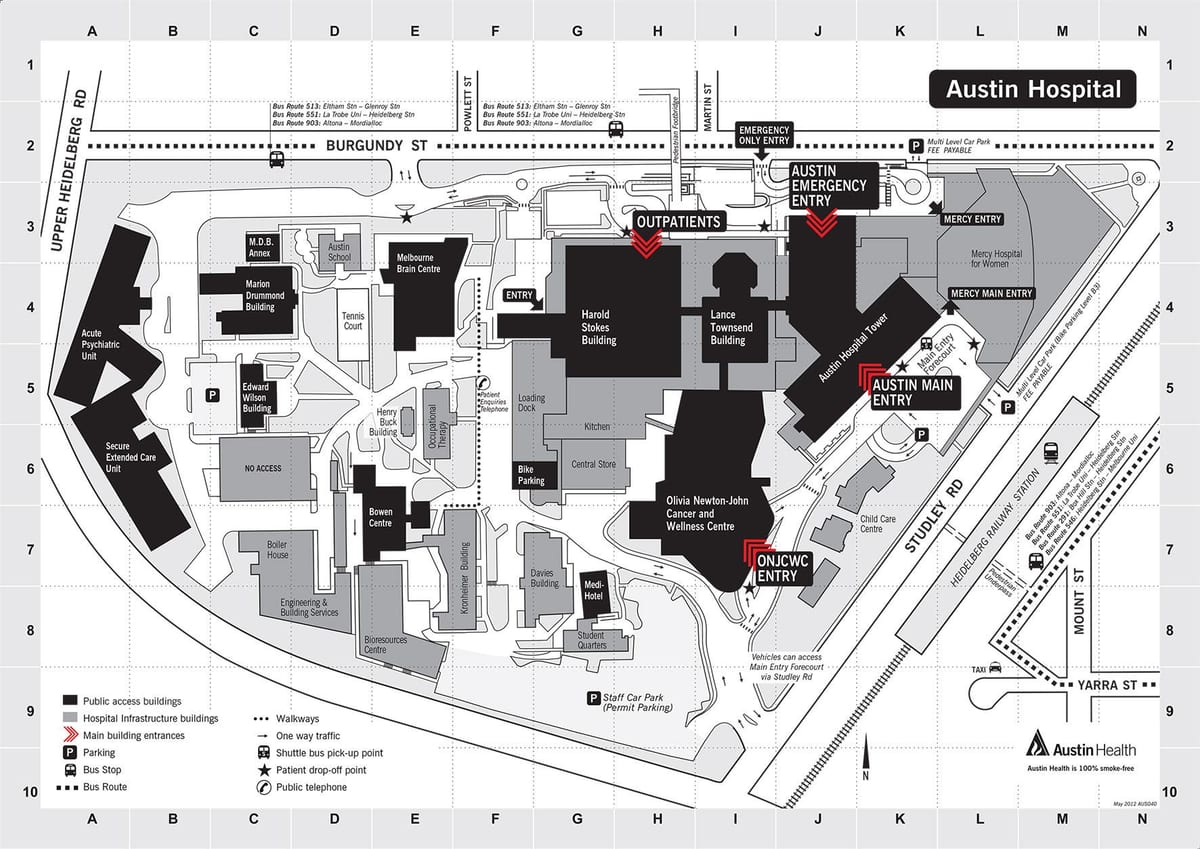 mapa Austin nemocnice