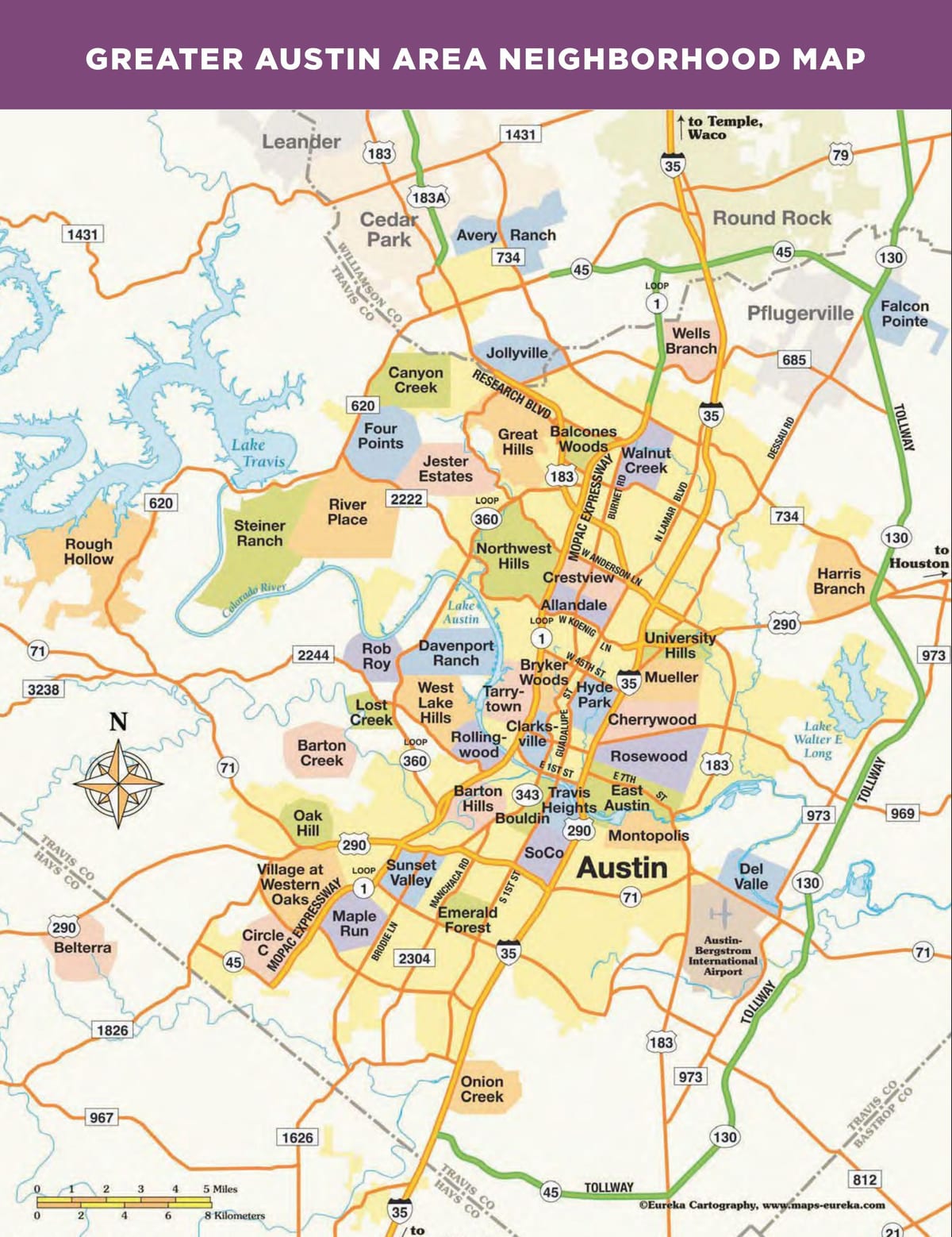 mapa oblasti Austin