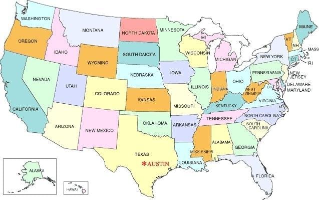 Austin v usa mapa