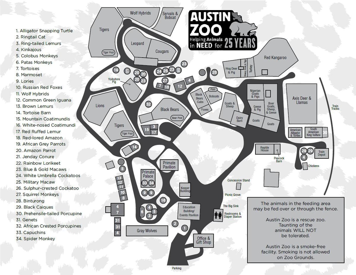 mapa Austin zoo