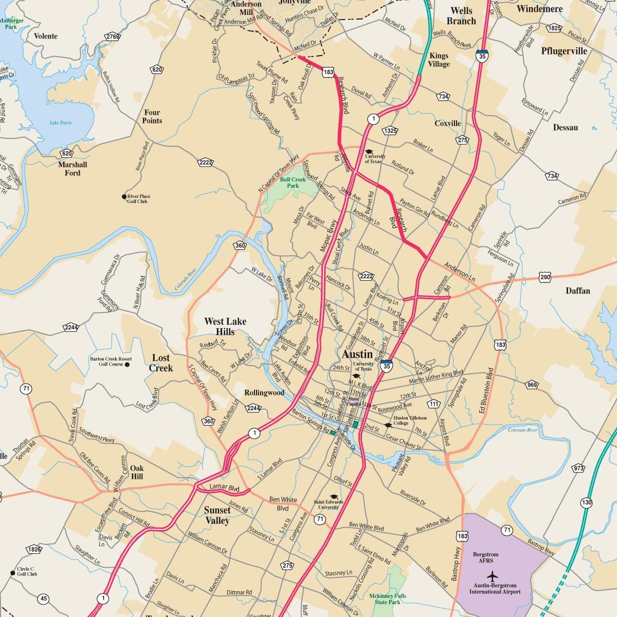 Austin Tx na mapě