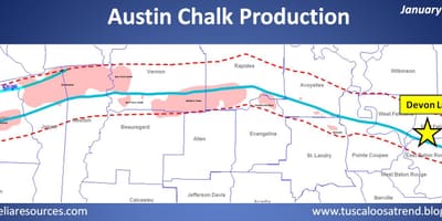 Mapa Austin chalk