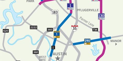 Mapa Austin daň silniční
