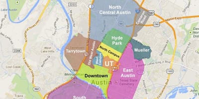 Mapa Austin předměstí