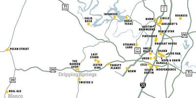 Mapa Austin pivovaru