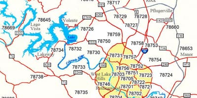Psč mapa Austin